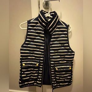 J. Crew navy and white striped puffer vest - size XS, like new!